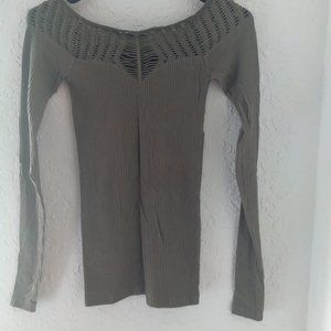 Free people long sleeve shirt olive green